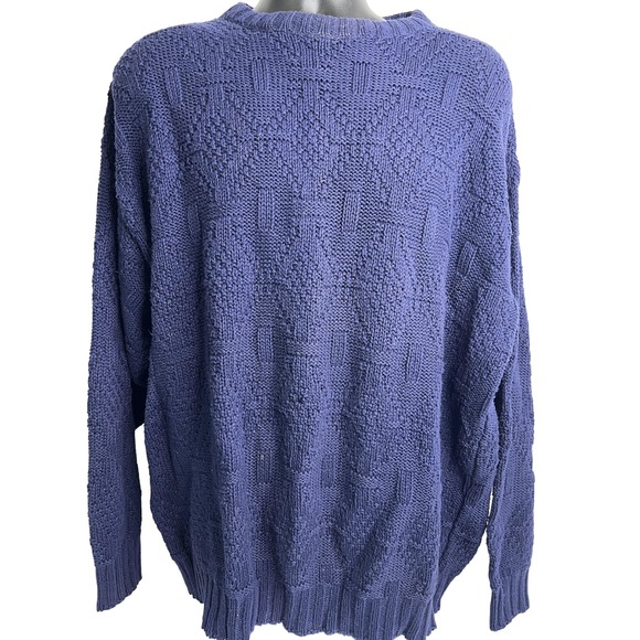 417 by Van Heusen Sweater Mens XL Navy Blue Textured Knit Made in USA Crewneck - Picture 1 of 5